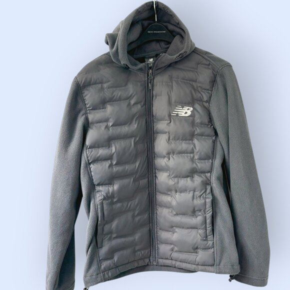 New Balance Men's Jacket Small Full-Zip Gray Quilted Soft Shell Fleece Stretch - Picture 1 of 9
